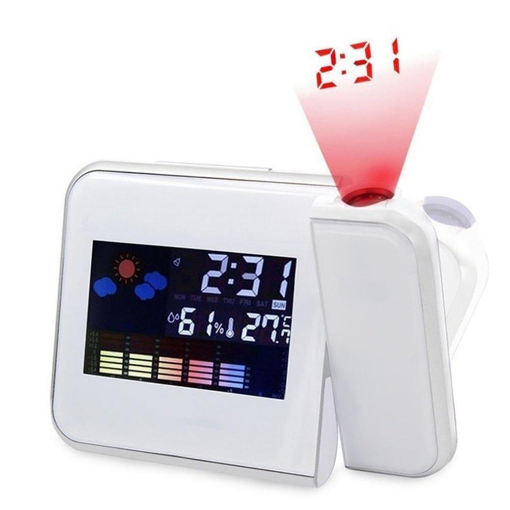 Display LCD previsioni meteo orologio a proiezione Snooze sveglia schermo a colori orologio con cavo USB