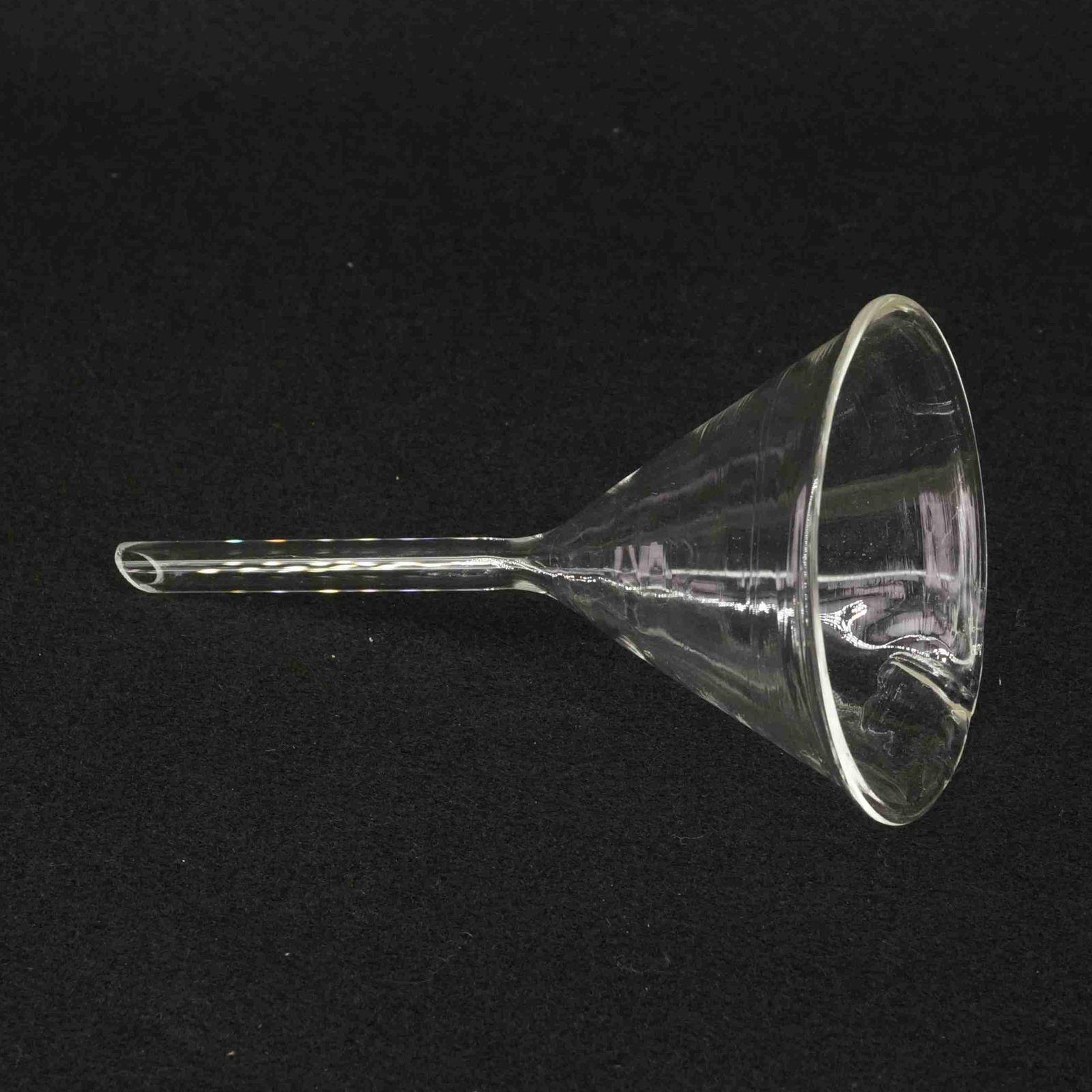Funil triangular de vidro de borosilicato, funil para laboratório em miniatura de 75mm