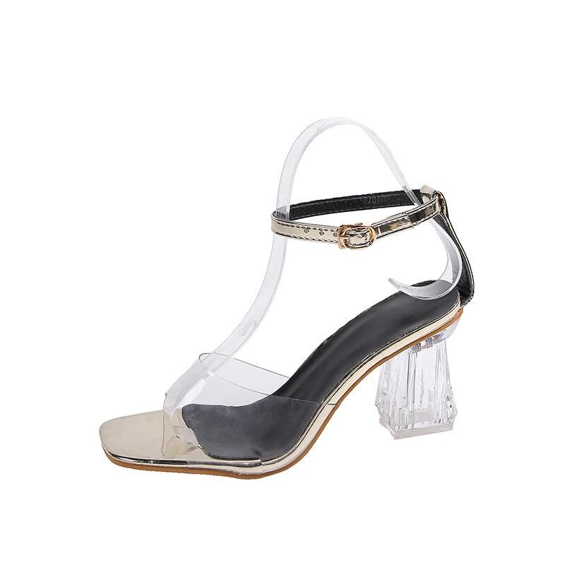 Dames sandalen schoenen open tenen transparante sandalen met hoge hak dames midden-oosten explosie l sandalen doorzichtige schoenen: Goud / 36