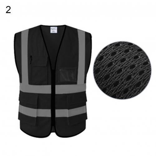 Multi-pocket V-neck Night Running High Visibility Reflective Vest Clothes Cycling Sports Clothing Safe Vest Traffic Facilities: 2 / L