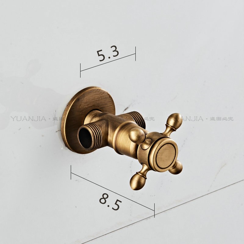 Full copper triangulation valve, cold and water stop valve, bathroom kitchen corner valve 4 points long switch general: Light Yellow