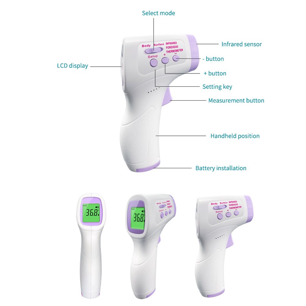 Handheld Infrared Temperature Measurement Standing Thermometer Non-Contact Termometro High Precision Portable Thermometer