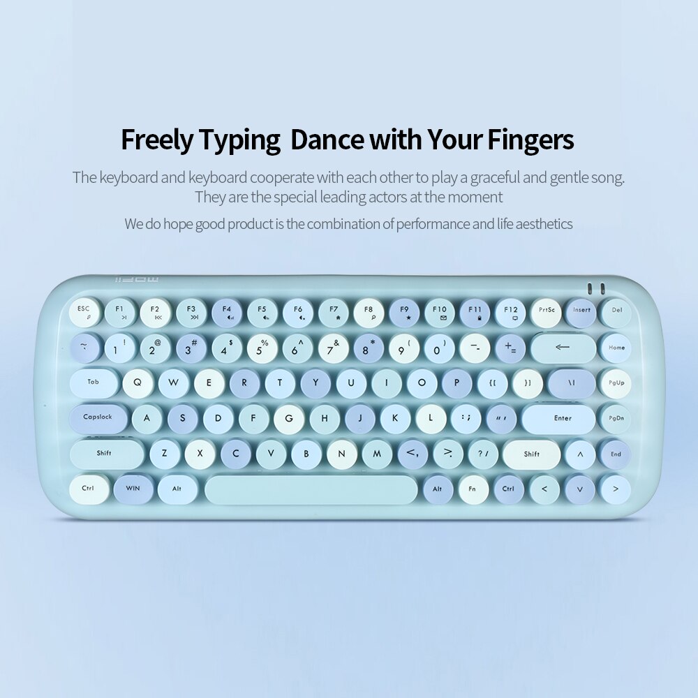 Mofii CANDY Keyboard Mouse Combo Wireless 2.4G Mixed Color 84 Key Keyboard Mouse Set with Circular Punk Key Caps