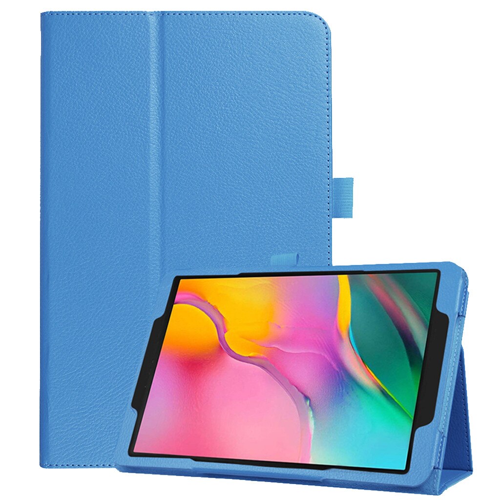 Tablet Case Pu + Lederen Flip Case Cover Voor Samsung Galaxy Tab Een 10.1 SM-T510 T515 Leather Slim vouwen Funda Tablet # Ew: Sky Blue