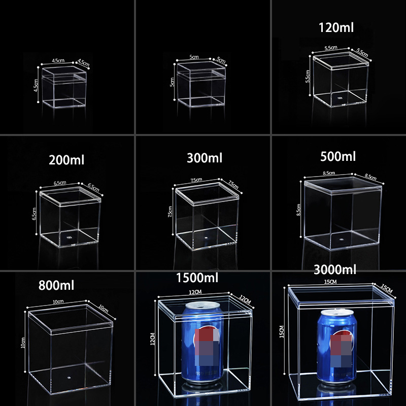 Cajas acrílicas transparentes con cubierta,caja transparente organizador de plástico maquillaje, pequeño , caja de embalaje cuadrada, contenedor de almacenamiento de dulces de comida para el hogar cajas de almace