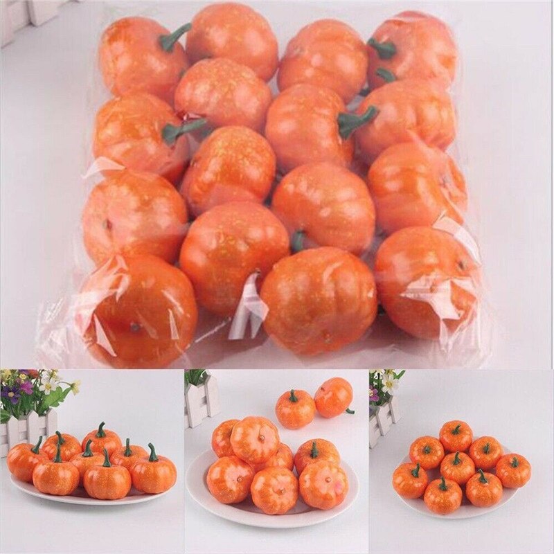 12 Uds Mini calabazas artificiales de espuma, calabazas doradas de otoño, calabazas de Halloween, calabaza, de Acción de Gracias, decoración del hogar