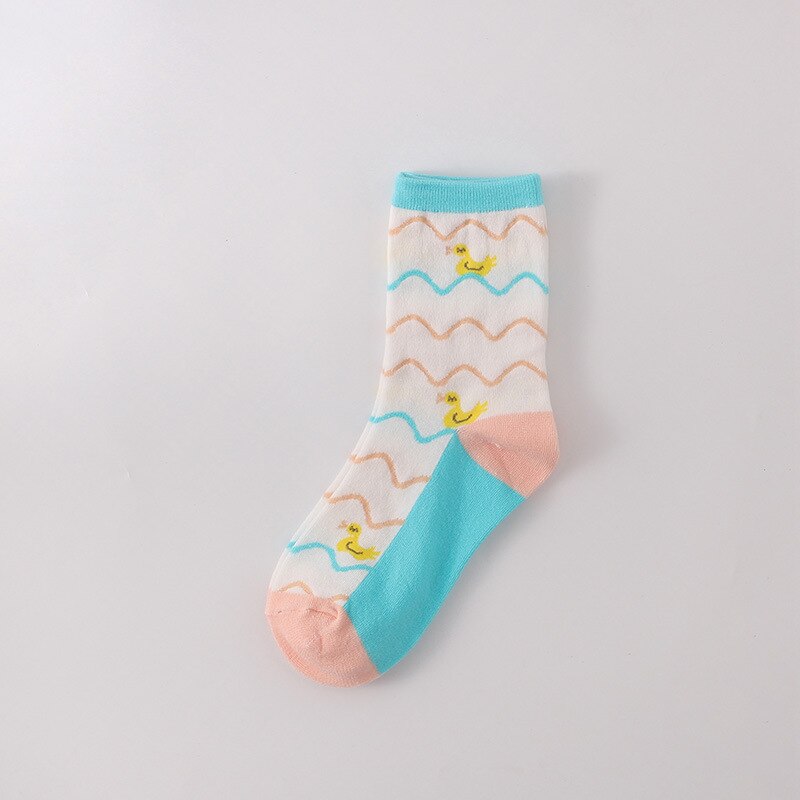 Harajuku kvinders søde sokker mellemrør tegneserie små dyr bomuldsstrømper behagelige åndbare tidevand lyserøde sokker bomuld: 1