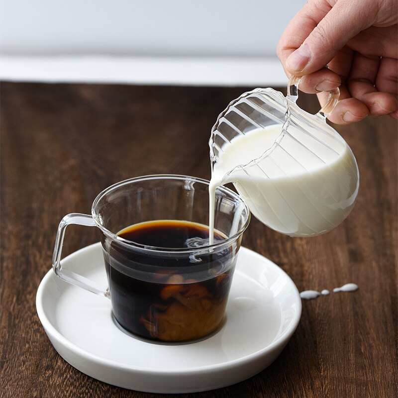 Hittebestendig glas melk pot koffie melk pot mini melk fles melk cup honing pot saus cup magnetron ultra -dunne lo926558