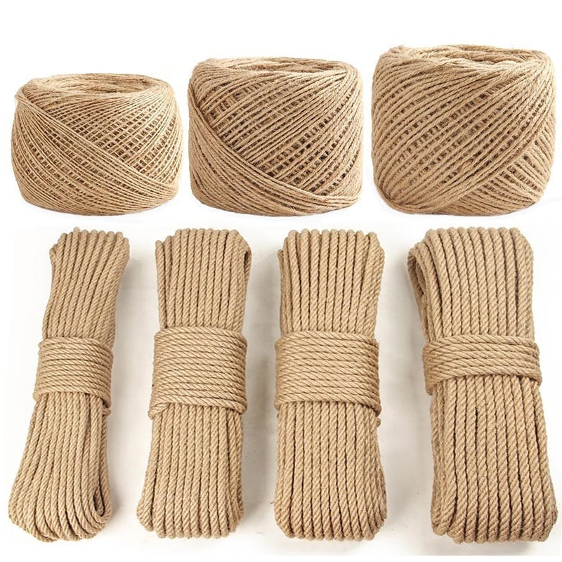 50M Sisal Rope For Cat Tree Scratching Post Toy Cat Climbing Frame DIY Twisted Sisal Rope Cats Making Desk Legs Binding Rope