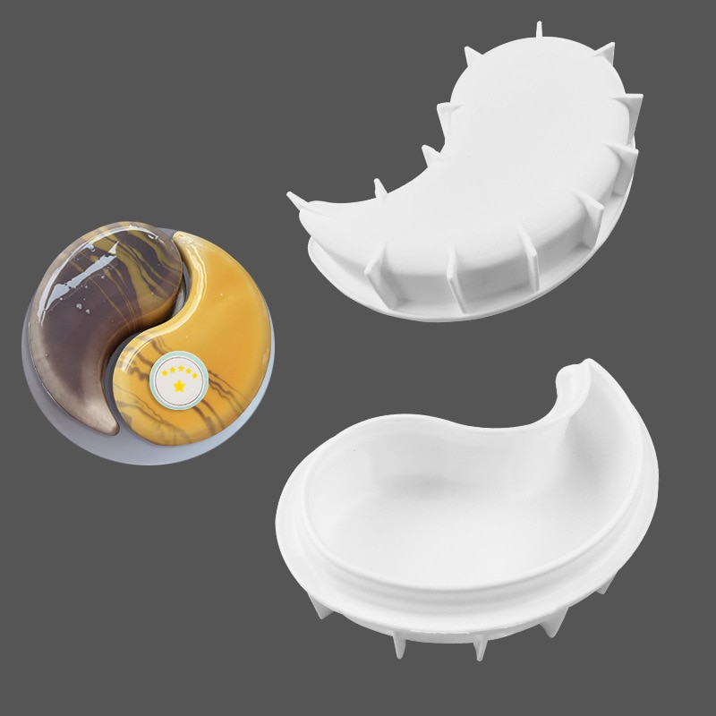 1 stk kinesisk yin og yang form kakeform 3d silikon tai chi tidligere bakeverktøy til kaker sjokolade brownie mousse dessert