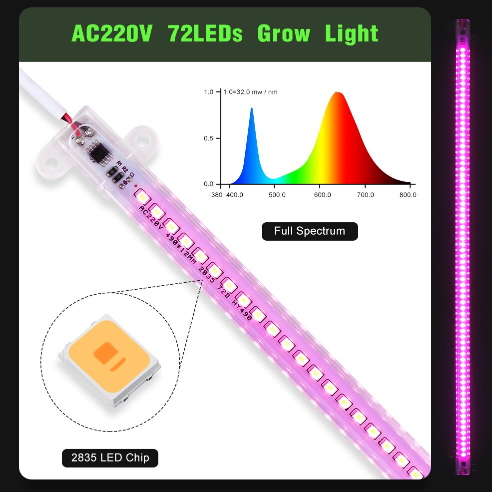 AC 220V Full Spectrum Led Grow Light 7w 50cm Led Phyto Lamp Tube Energy Saving For Plant Grow Indoor Greenhouse Garden Flowers