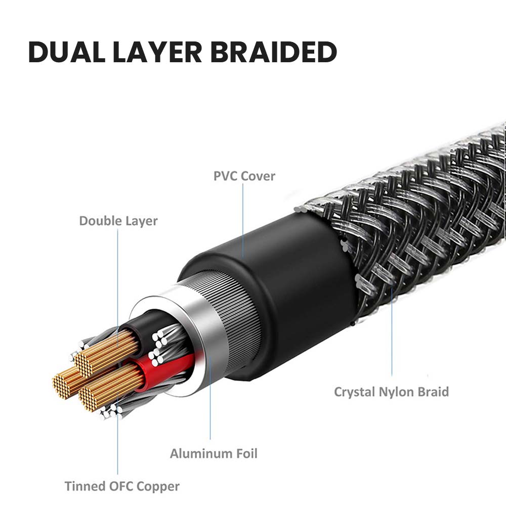NIERBO-Cable RCA de 3,5mm a 2m, Cable de Audio RCA de 6,6 pies, chapado en oro de 24K, macho a macho, Cable auxiliar estéreo Y adaptador divisor para Audio