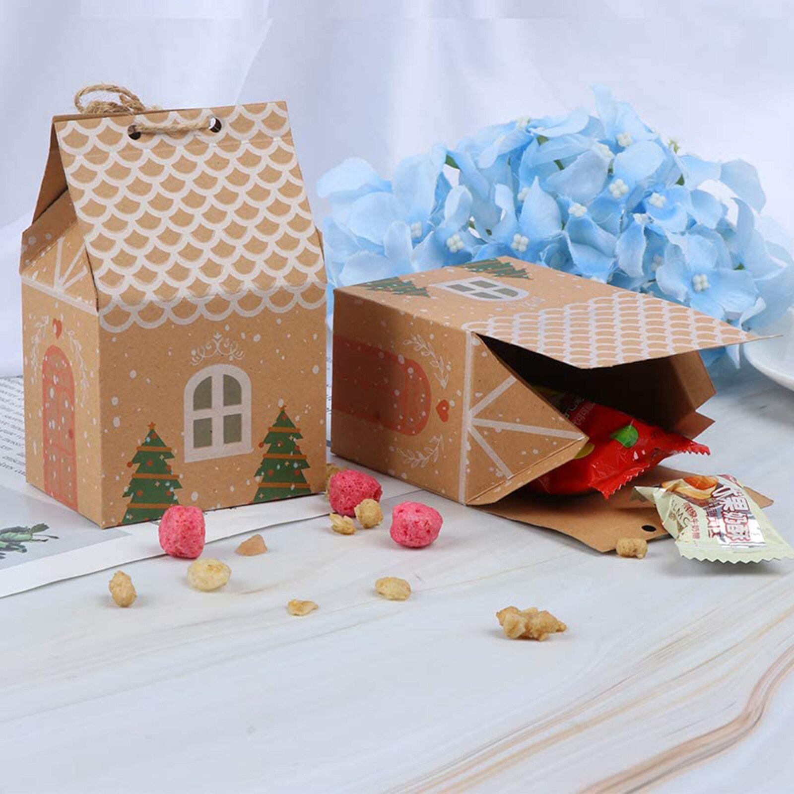 Kerst Print Box Kraftpapier Kerst Thema Dozen Geweldig Voor Snoepjes Koekjes Bundel Cadeau Inpakken Tassen