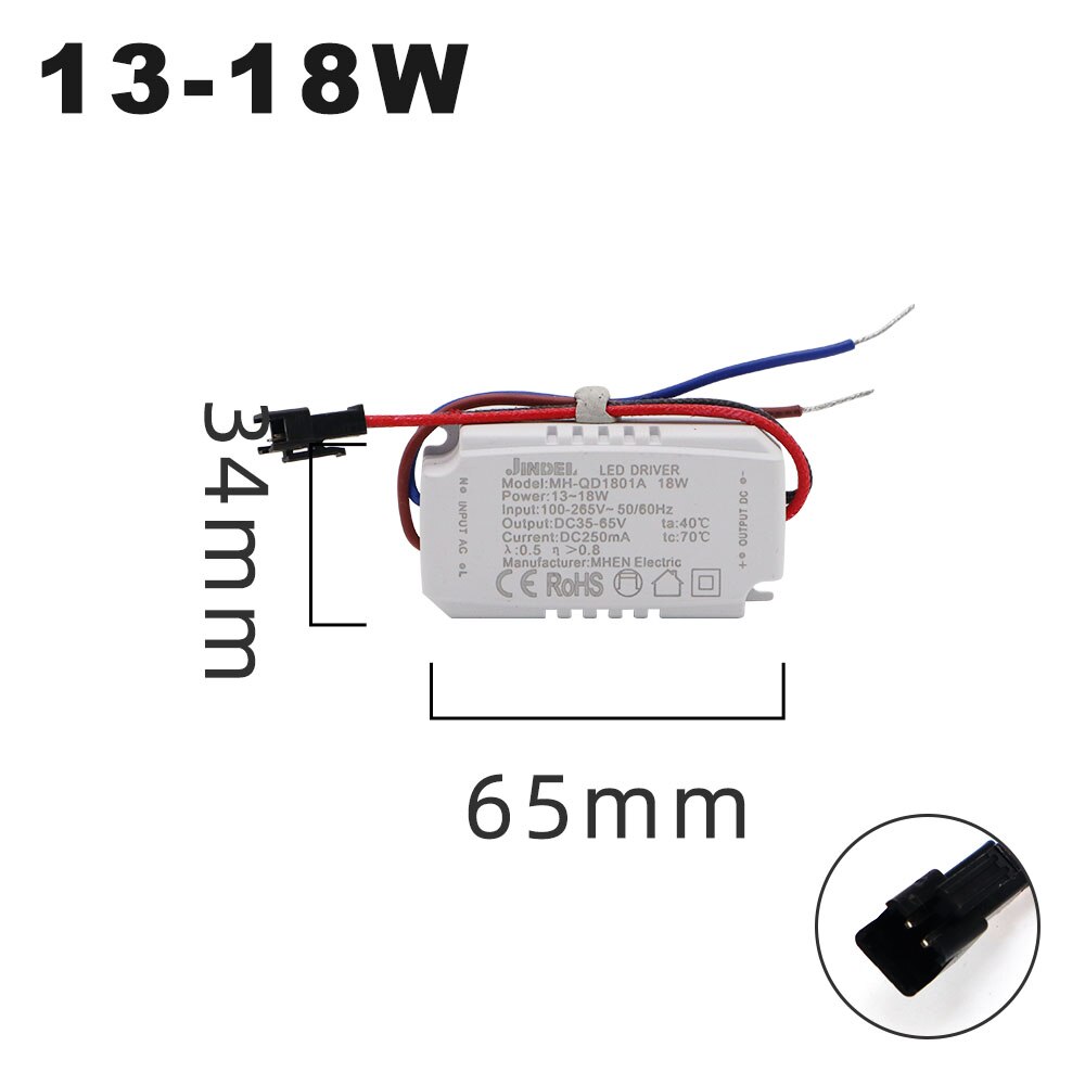 Ac100-265v vakiovirta led -ohjain  dc5.4-360v led -ohjain 250ma vakiovirtalähde 2-5w 4-7w 8-12w 13-18w 80-100w: 13-18w