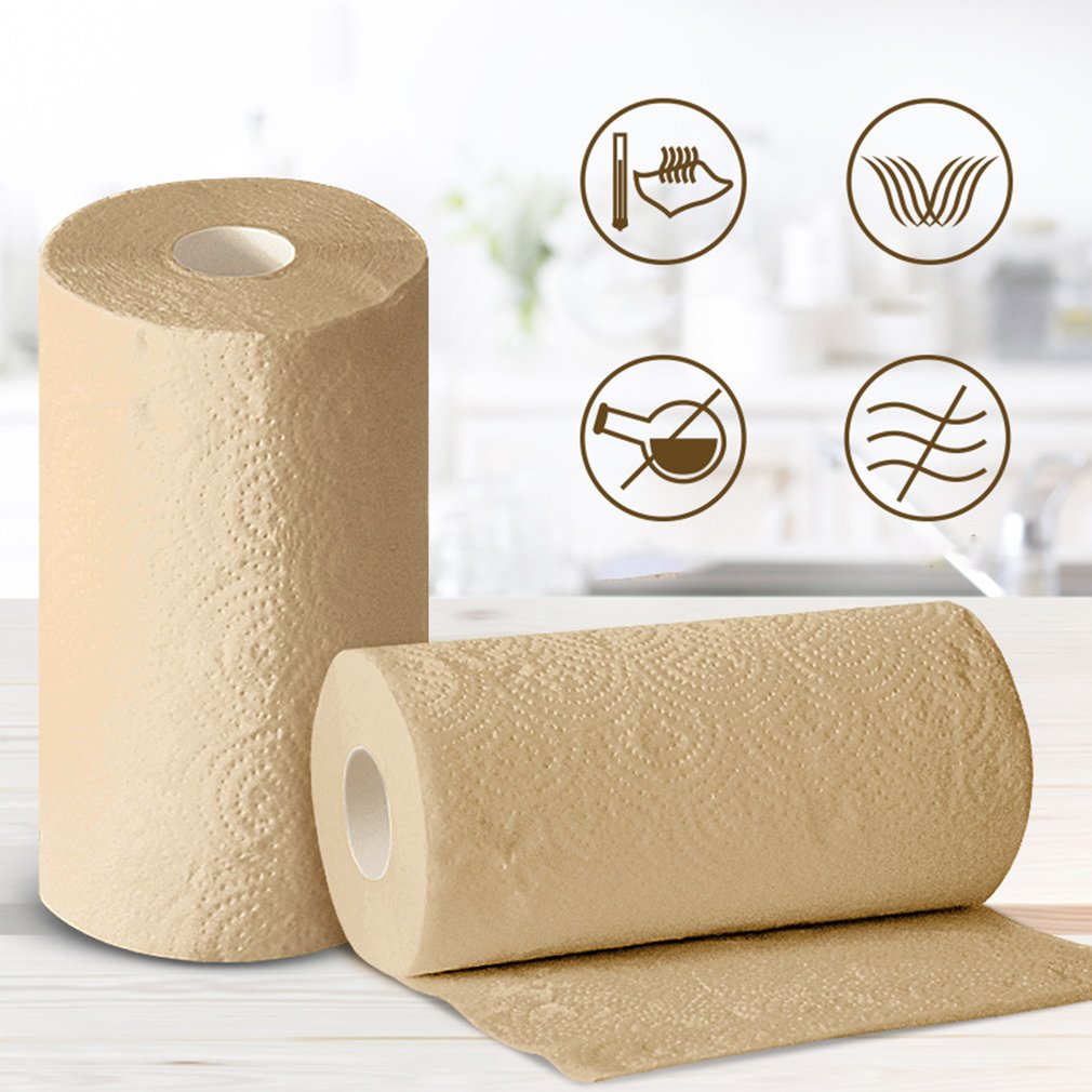 2-Layer 75-Section Bamboo Pulp Degreasing Absorbent Toilet Paper Soft And Thick Two Layers Water Absorption Paper 2 Pcs/Bag