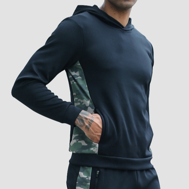 Men's Sportswear Running Fitness Training Hooded Sweatshirt Loose Casual Long-sleeved Camouflage Hoodie Jacket Quick Dry Tops