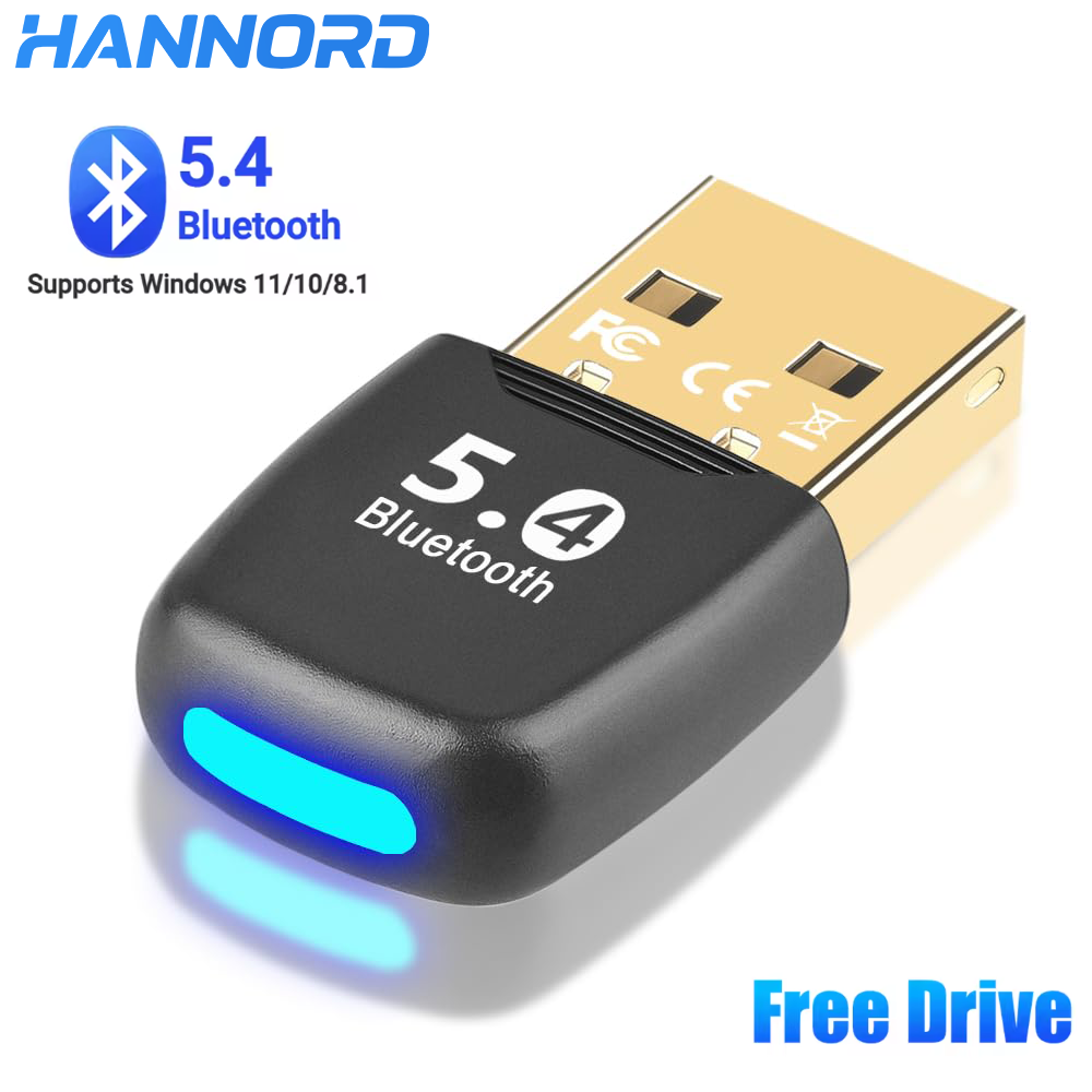 Hannord Bluetooth 5.4 Adapter Dongle USB Bluetooth Receiver Support EDR & BLE for Speaker Mouse Keyboard Audio Transmitter