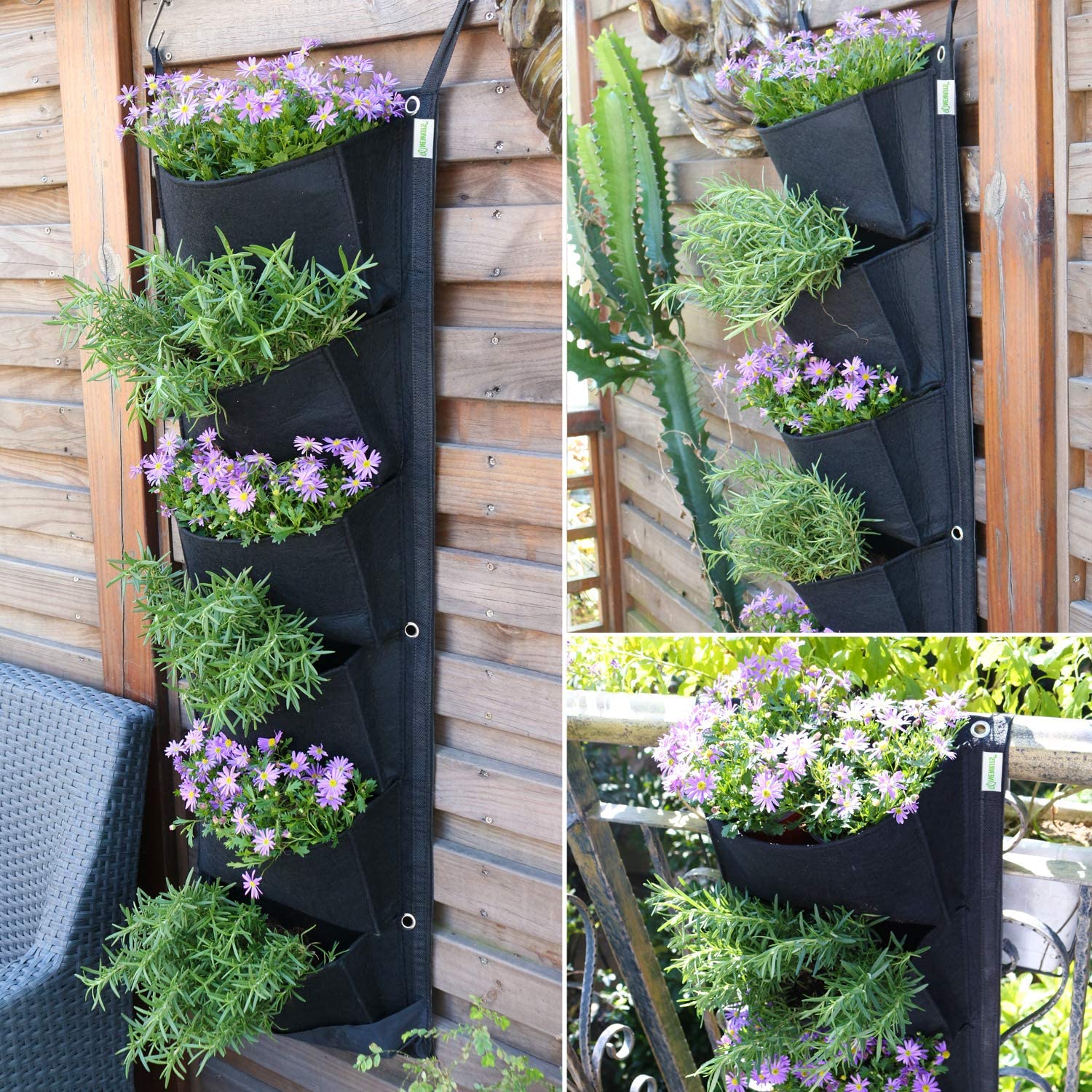 Bolsa colgante de varios bolsillos para cultivo de plantas frutales, bolsas de fieltro para cultivo de plantas y verduras, para balcón y hogar