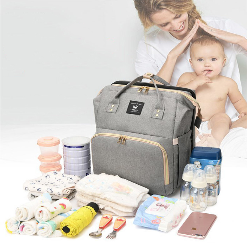 Folding Mommy Bag Lightweight Portable Folding Crib Bed Large-capacity Baby Backpack Female Mommy Outting Bag Bolsa Feminina DDJ