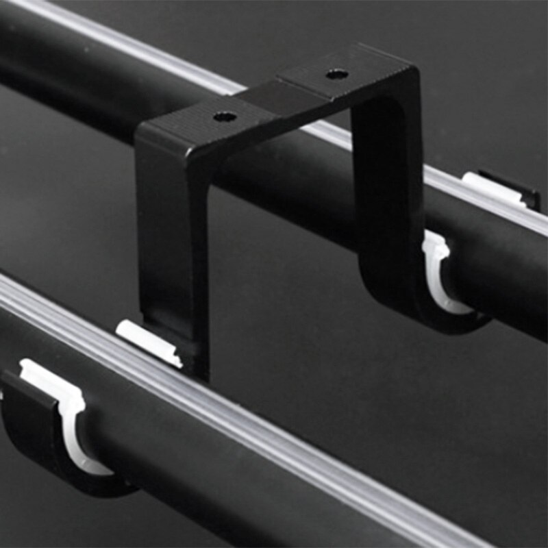 2Stck Doppel Vorhang Stange Klammern Decke Montieren Unterstützt Aluminium Legierung Schwarz