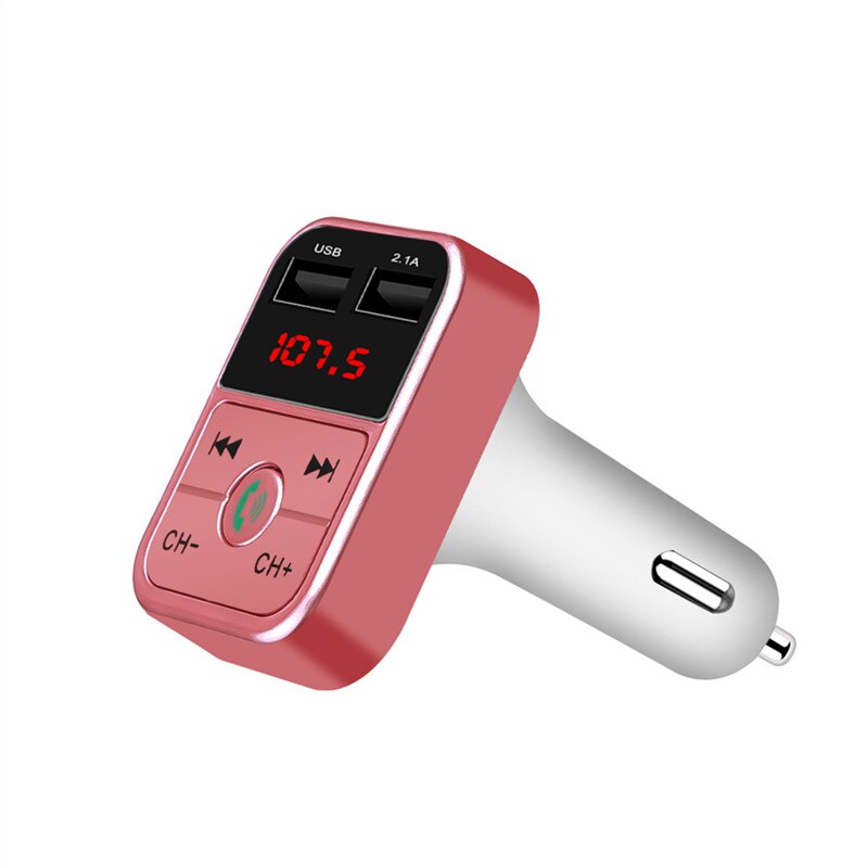 Kebidu TF Card U Disk AUX Fm-zender Bluetooth 4.2 Handsfree Car Kit MP3 Speler Met Microfoon 2.1A Dual USB lader: rose gold