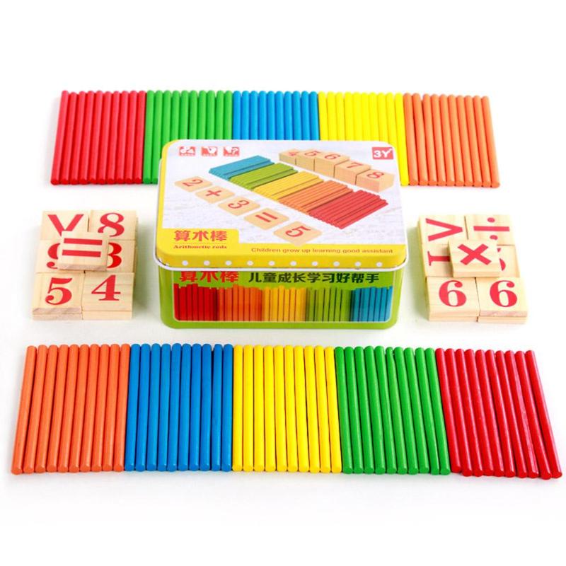 Wooden Preschool Early Learning Puzzle Toys for Children Mathematics Game Stick Math Numbers Counting Rods Educational Supplies