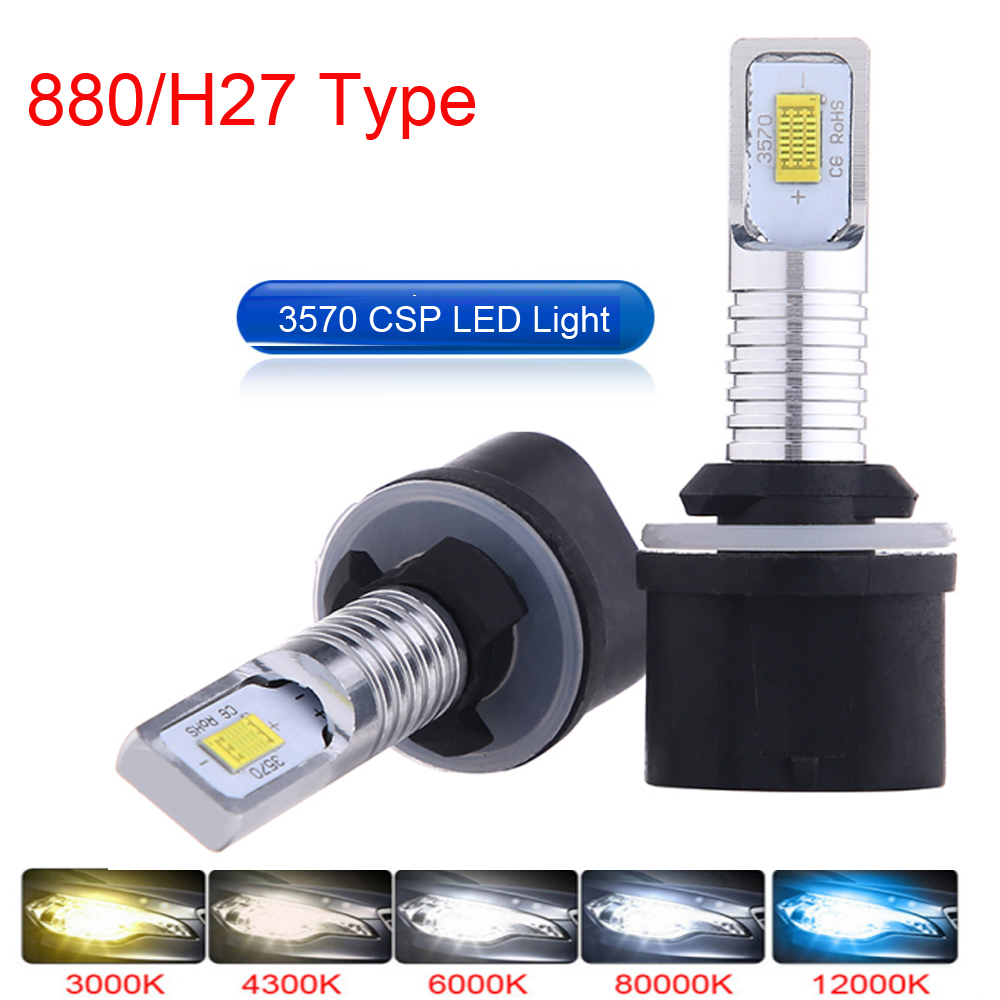 2 stk.  h27w/2 881 880 led-pærer tågelygter til biler led-tågelygte til kørelys bil lyskilde 6000k hvide 3000k gule