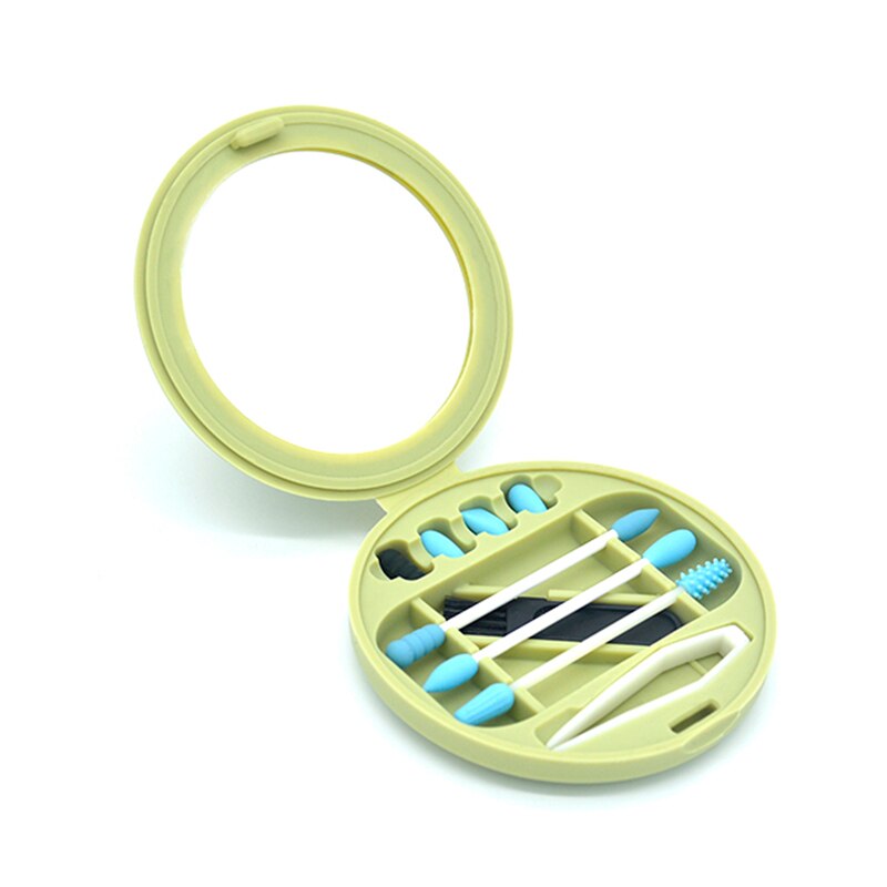 ！6 Colors Reusable Cotton Swab Ear Cleaning Silicone Washable Makeup Swabs Sticks Soft Flexible Make Up Tools Kit: green