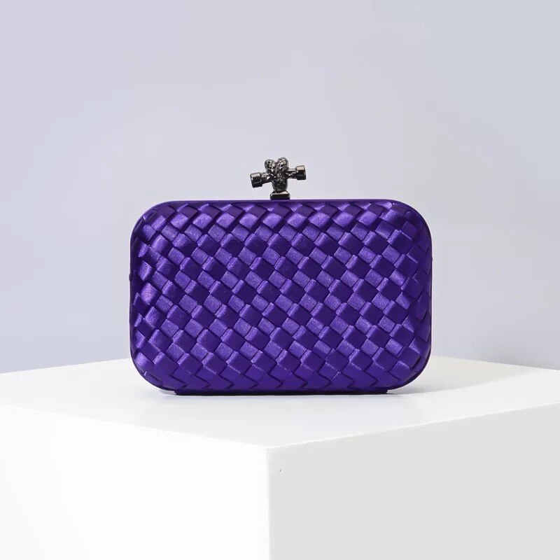 Bolsa de maquillaje de seda europea y americana tejida a mano para mujer, bolsa de maquillaje de mano para mujer, a través de la sencilla bolsa de maquillaje para Cena: S5