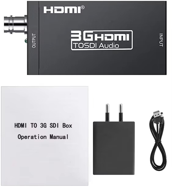 3g hdmi til sdi konverter lyd hd-sdi adapter bnc 1080p dac konverter til skærm hdtv: Sort