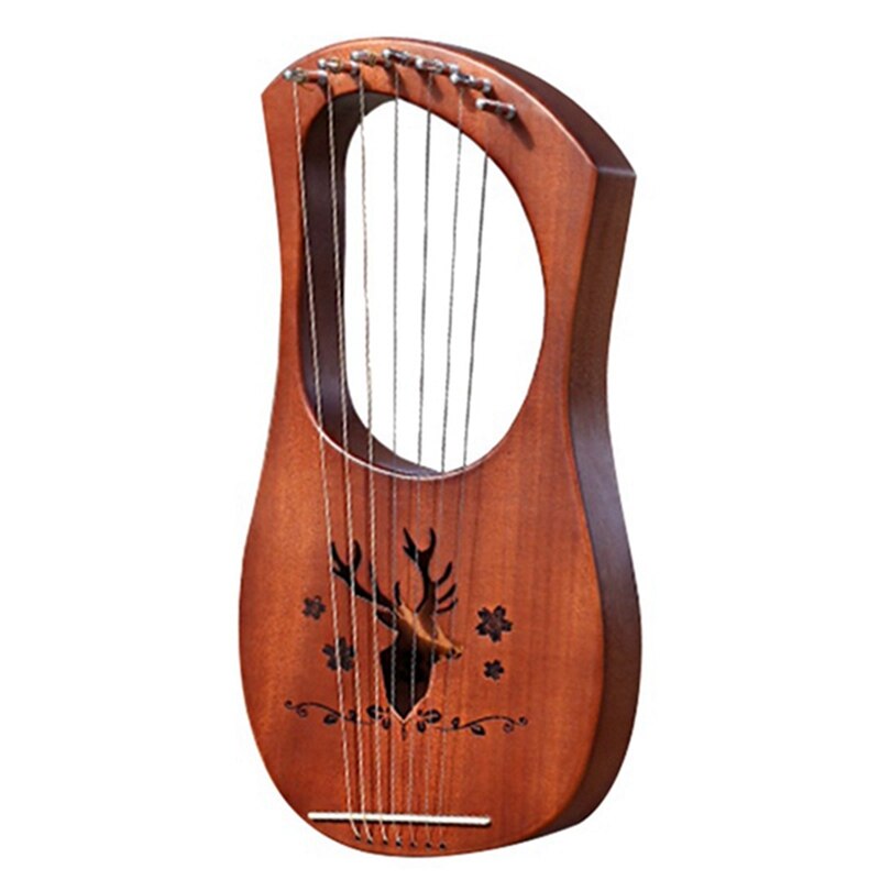 7-String Lyre Harp Mahogany Solid Wooden Metal Strings Stringed Instruments: Default Title