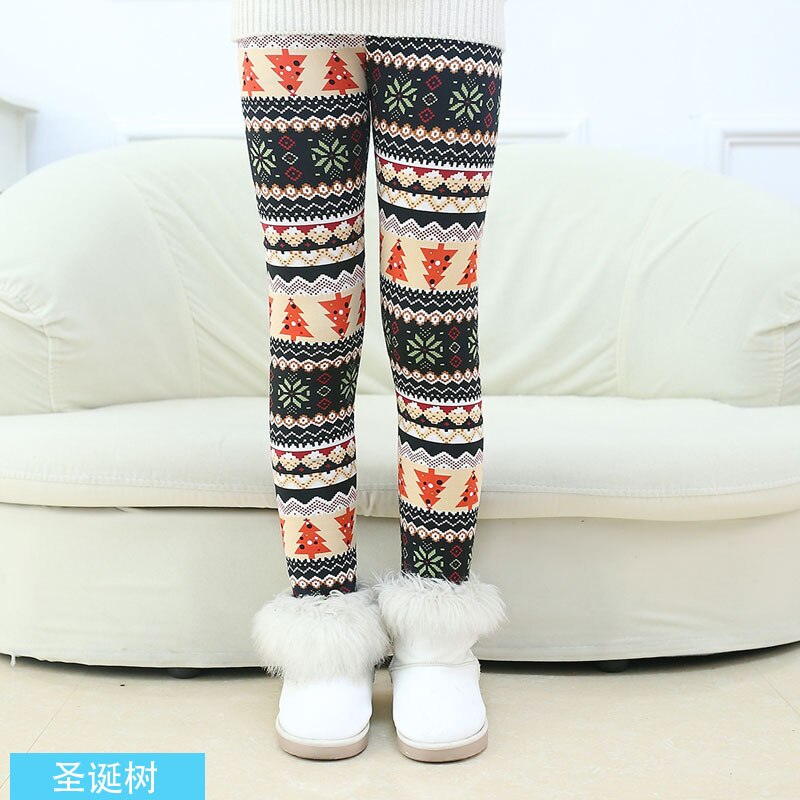 Leggings con estampado Floral para niños y niñas, pantalones pitillo cálidos para Primavera, invierno,: A-Christmas Tree