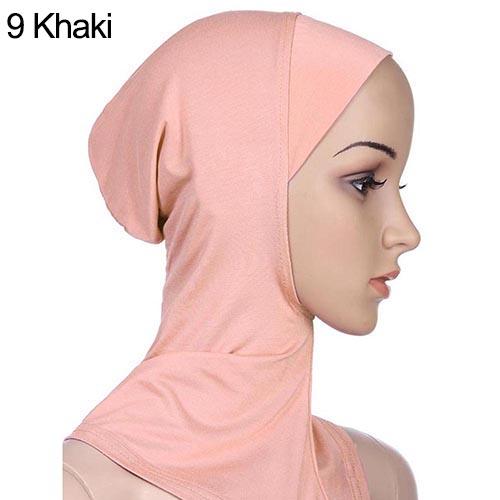 Bonnet hijab musulman doux et intégral, sous-foulard islamique, bonnet, châle, foulard islamique, bandeau intérieur: Kaki