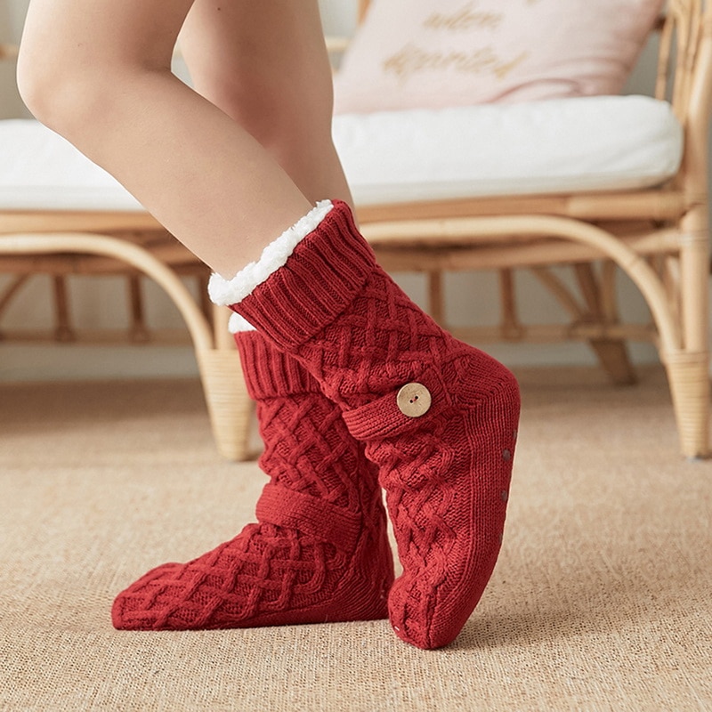 Winter Warm Women Men Socks Comfortable Cozy Fluffy Super Soft Anti Slip Thicken Floor Home Fleece-lined Christmas Warmer