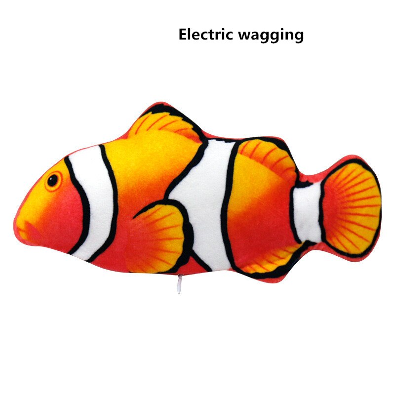 Kattleksak elektrisk viftande fisk rörlig fisk floppande fisk dansande fisk viftande simulering elektrisk för kattunge 30cm: Ljusröd