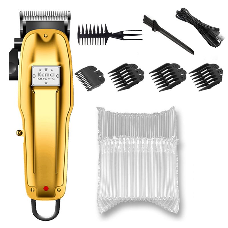 Men's taper lever hair clipper cord electric hair trimmer rechargeable hair cutter machine cordless haircut tool: gold with bubble