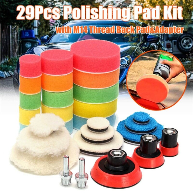 Polishing Buffer Set For Car Polisher Drill Sponge Kit Set Foam Waxing Tool K1KE