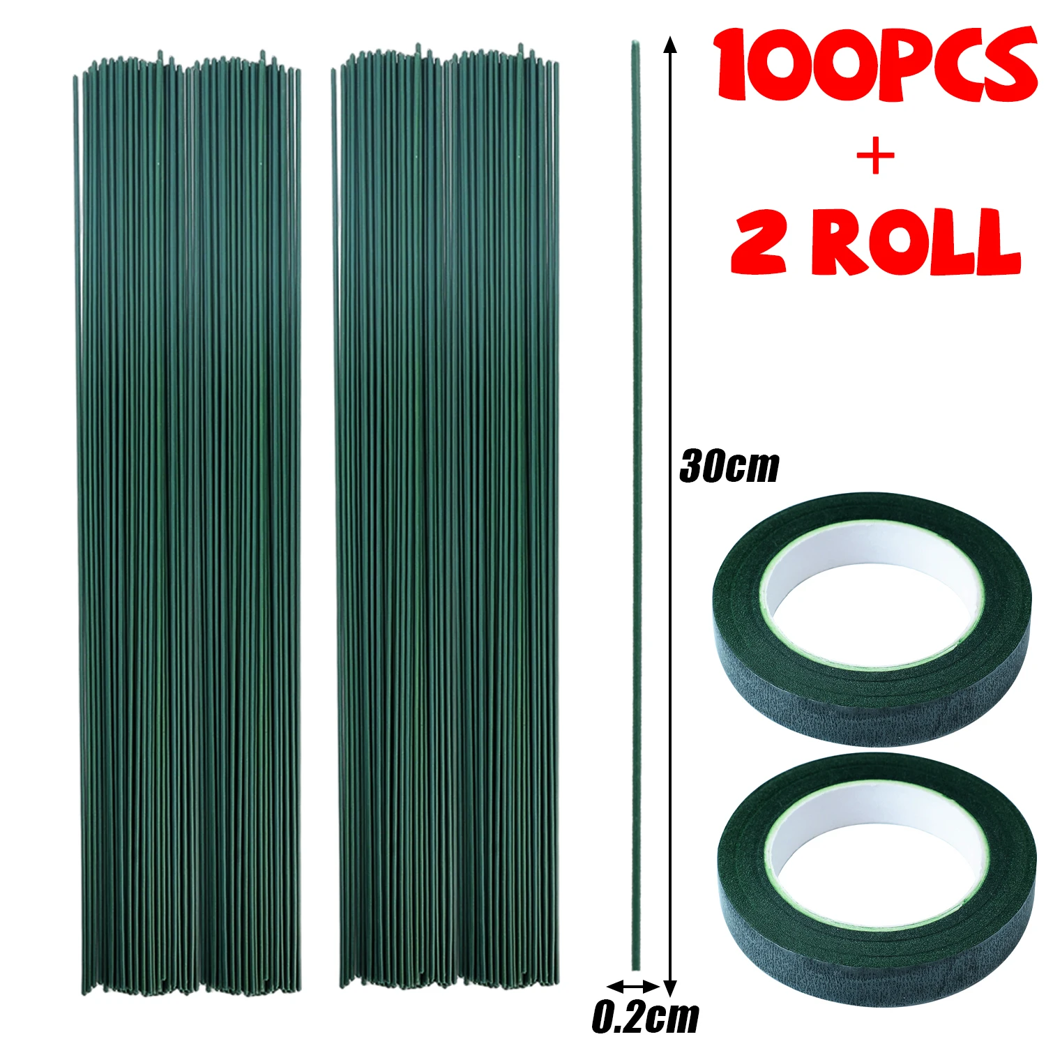 30/40cm Zielone Patyczki robić Kwiatów DIY Drut robić Kwiatów Szydełkowe Kwiaty Palik robić Tworzenia Kompozycji Kwiatowych Narzędzia robić Florystyki Taśma Florystyczna: Złota