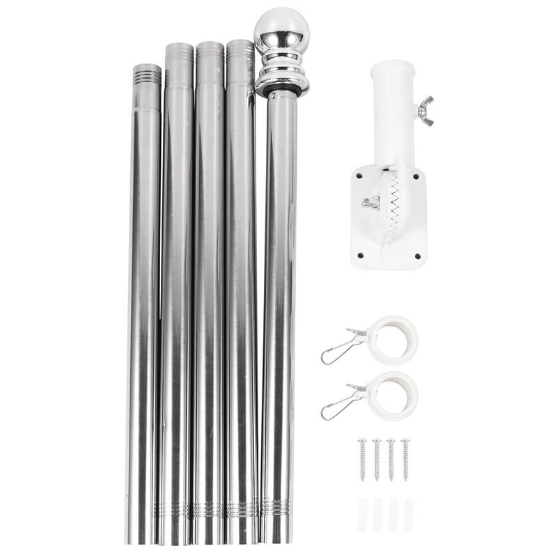 1.8M Vlaggenstok Met Vlag Pole Houder Kit Rvs Gids Banner Vlag Pole Set Wall Mount Spinning Vlaggenmast met Beugel: Default Title