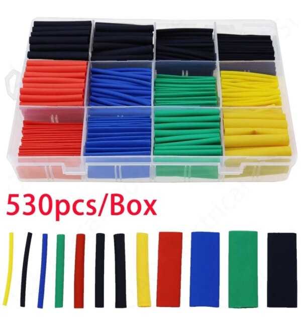 530Pcs 2:1 Krimpkous Wire Cable Sleeving Wrap Krimpkous Isolatie Krimpkousen Polyolefine Krimpen Buizen: Default Title