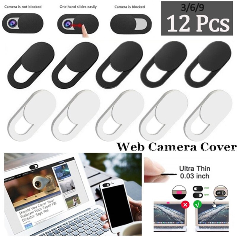 3 6 9 12 PACK Universal Webcam Shutter Laptop Phone Front Web Camera Cover Slider Ultra Thin Portable Privacy Sticker Protection