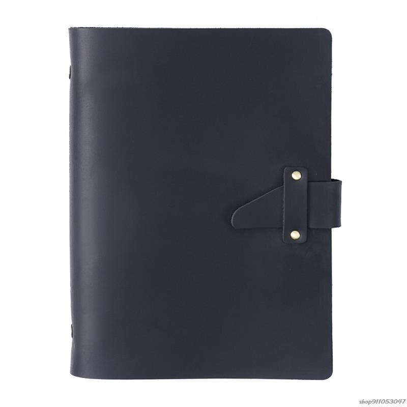 A5 Leather Journal Notepad Closure 6 Ring Binder Personal Diary Loose Leaf Notebook Travel Business for Adult Teen: Black