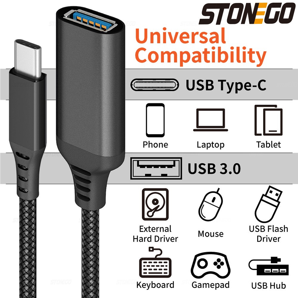 STONEGO USB do USB Dapter kabel OTG typu C męski do USB 3.0 2.0 żeński kabel do MacBook Pro Samsung Adapter typu C