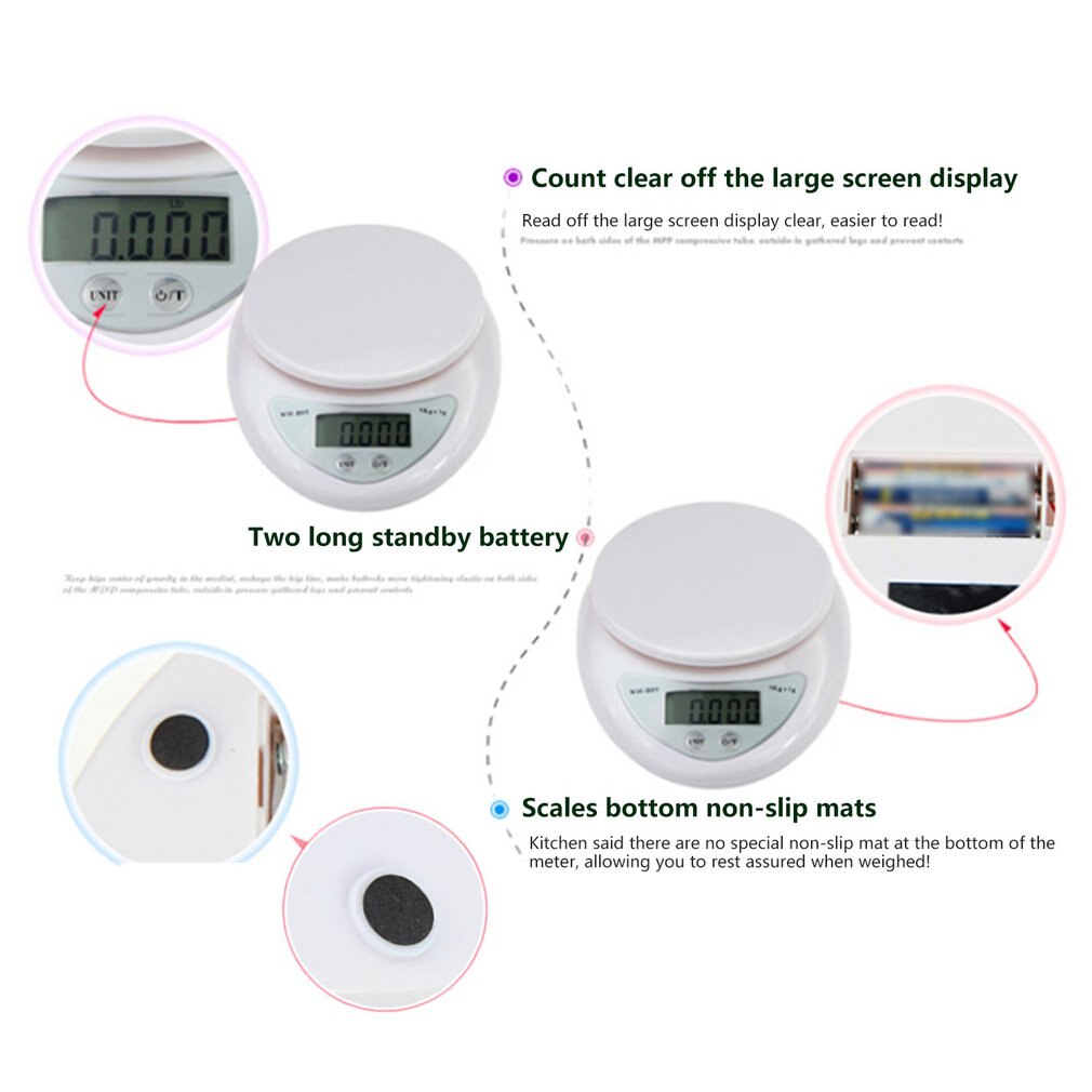 Balances de cuisine 5kg 1g balance numérique LCD balances électroniques poste alimentaire mesure poids cuisine outils ménagers accessoires