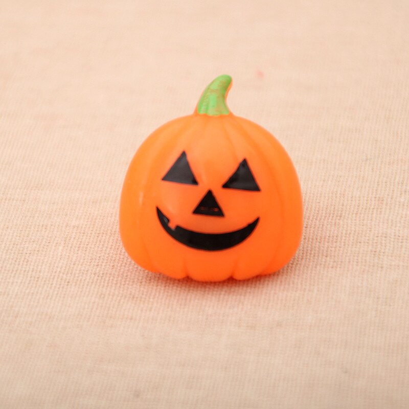 Halloween Luminous Ring Prom Party Decoration Small Ring Toy Pumpkin Skull Spider Bat Funny Finger Ring Day: Orange