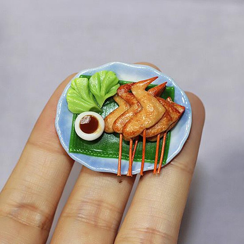 1:12 Accessori casa delle bambole In Miniatura di Simulazione Barbecue Piatto di Decorazione Piatto Mini Barbecue Kebab Vassoio
