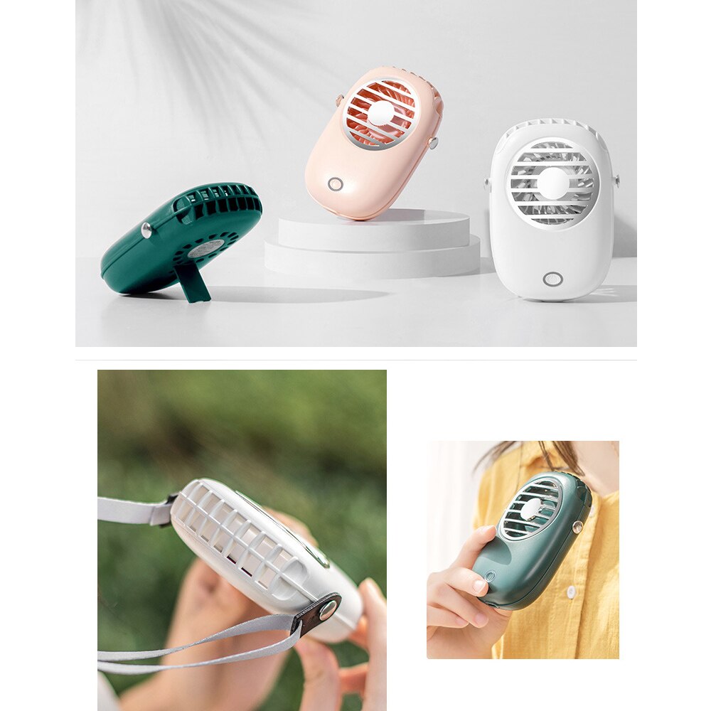 Usb Mini Draagbare Ventilator Met Riem Opknoping Nek/Desktop/Handheld Fan 3-Wind Snelheid 30dB Low Noise type-C Fans Met Stand