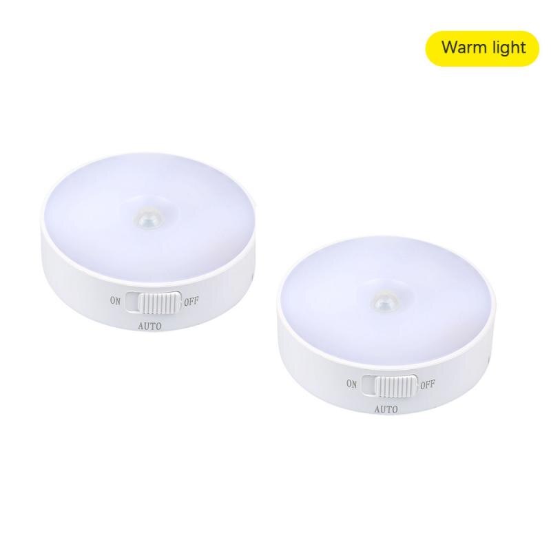 Body Induction Lamp Warm Light LED Human Induction Night Light USB Rechargeable Energy-saving Bedroom Stair Intelligent Magnetic: 2 pcs
