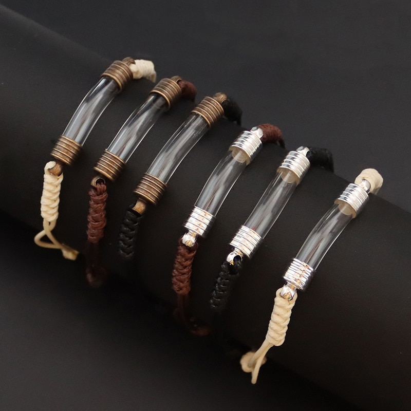 1/2 Stuks Glazen Flacon Hanger Armband Schrijven Naam Wirte Op Rijst Sieraden Charm Armbanden Voor Vrouwen