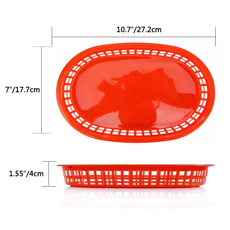 12pcs Fast Food Platter Food Grade Plastic French Fries Baskets Dog Burger Dinner Plate Restaurant Serving Tray Bar Tools